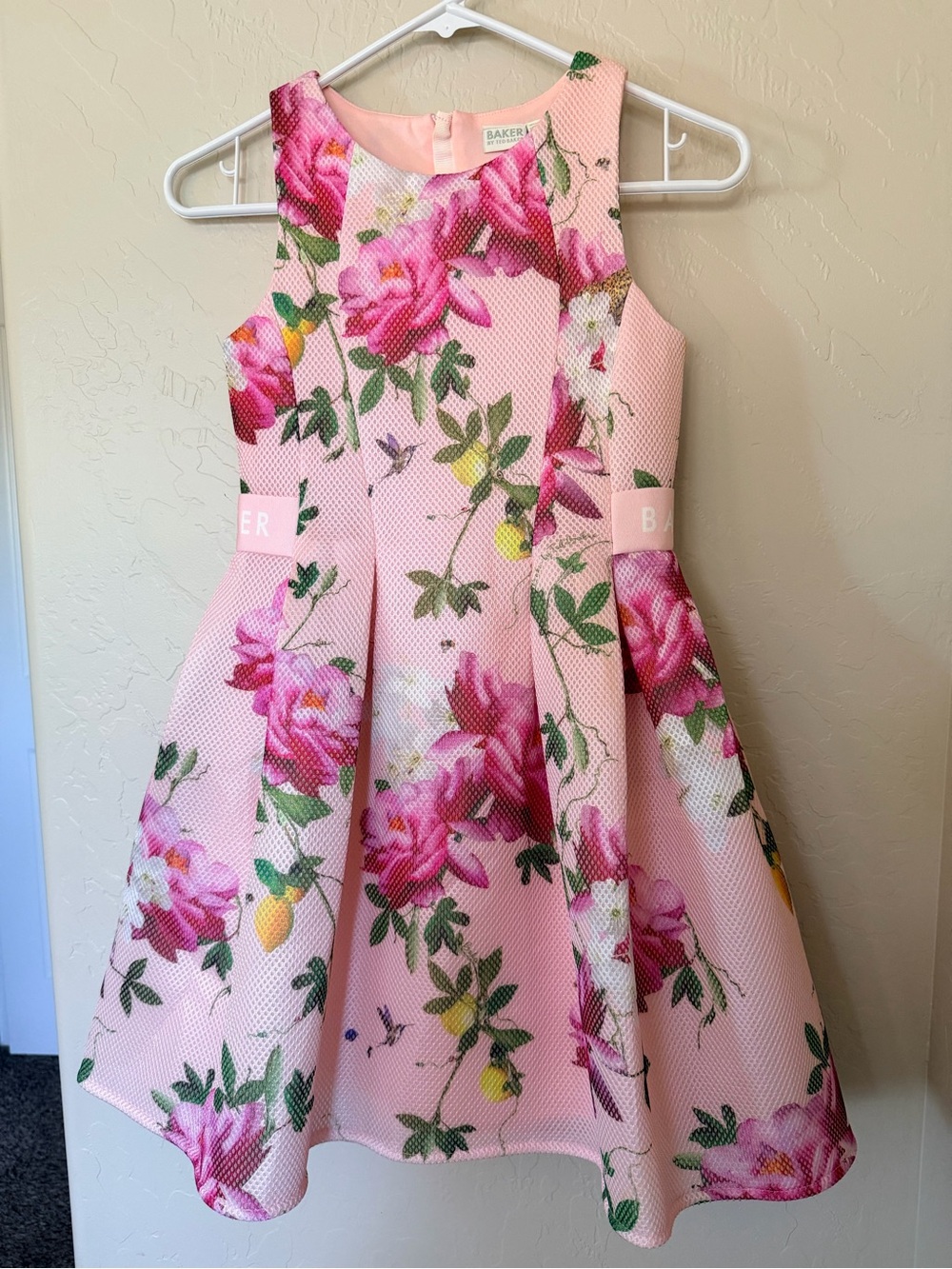 Ted Baker Pink Floral Fit & Flare Girls Dress